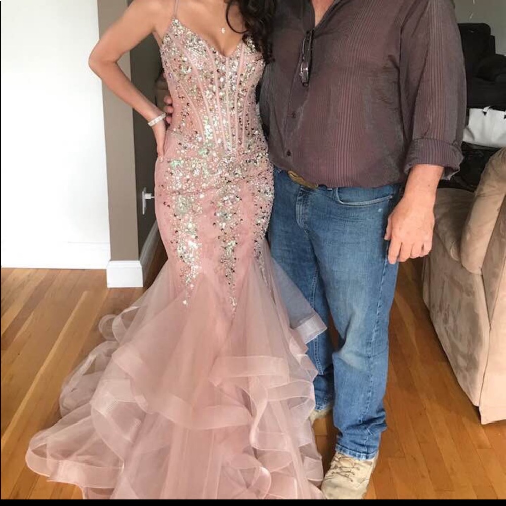 Camille La Vie Mermaid Bedazzled Prom Dress